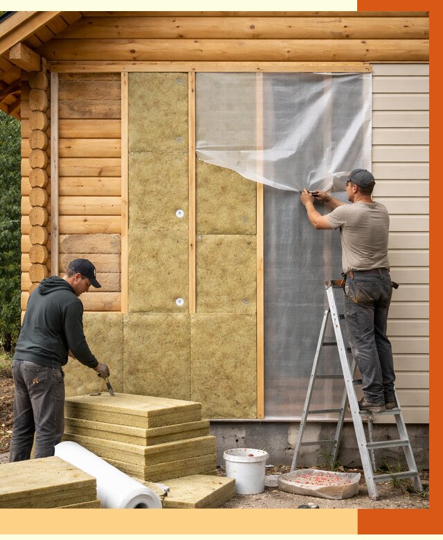 Утепление дома из бруса в Чапаевске от 3831 руб./м2 — работы под ключ | ТепломастерЧпв