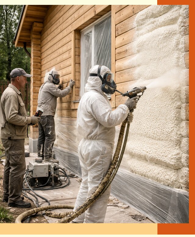 Утепление дома из бруса ППУ в Чапаевске от 3933 руб/м2 под ключ | ТепломастерЧпв