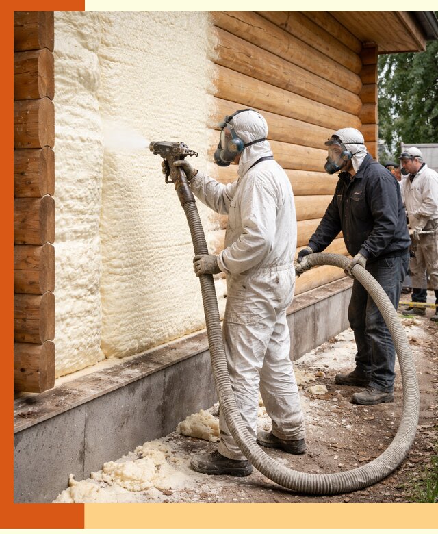Утепление дома из бруса пенополиуретаном в Чапаевске