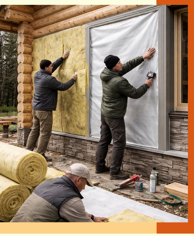 Утепление бревенчатого дома в Чапаевске от 7814 руб/м2 — заказать под ключ | ТепломастерЧпв