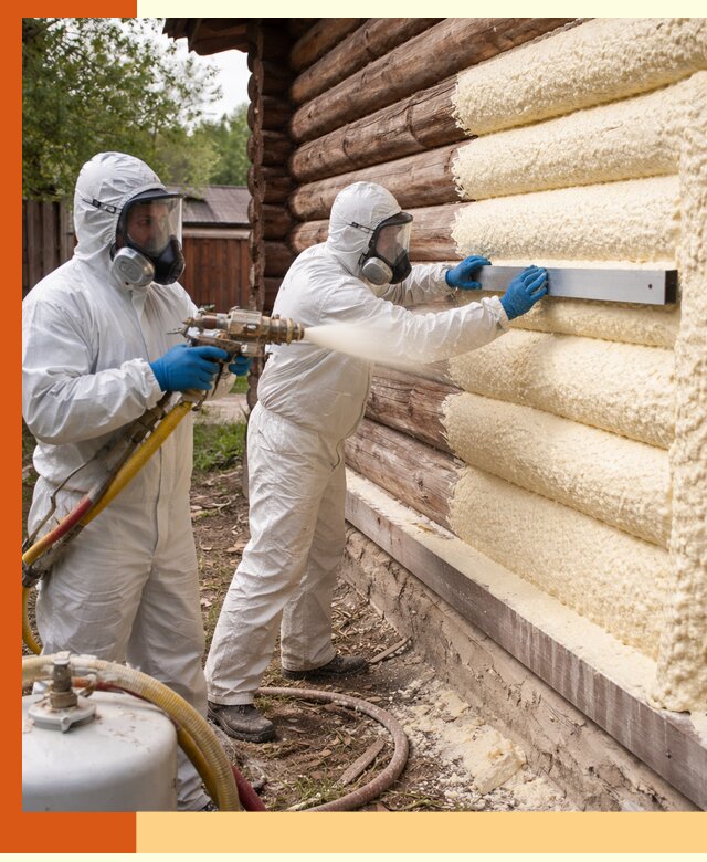 Утепление бревенчатого дома ППУ в Чапаевске эффективной изоляцией