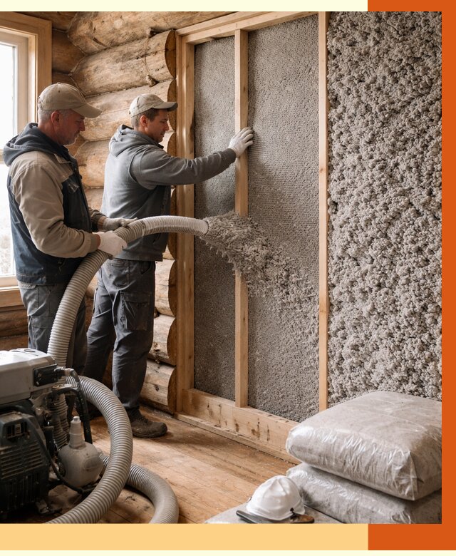 Утепление бревенчатого дома эковатой в Чапаевске от 2809 руб. | ТепломастерЧпв