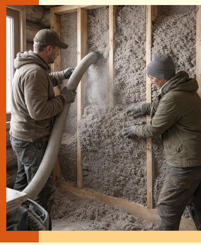 Утепление бревенчатого дома эковатой в Чапаевске