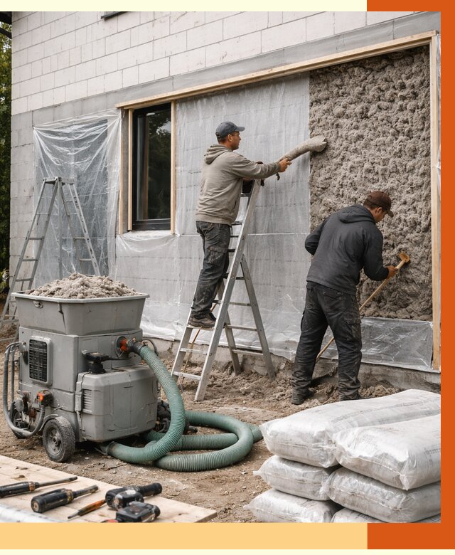 Утепление дома из газобетона эковатой в Чапаевске от 4597 руб./м2 | ТепломастерЧпв