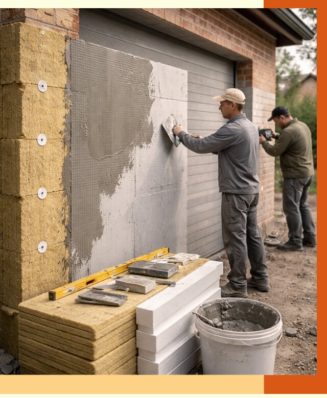 Утепление гаража снаружи в Чапаевске от 4290 руб. за м2 — наружное утепление под ключ | ТепломастерЧпв