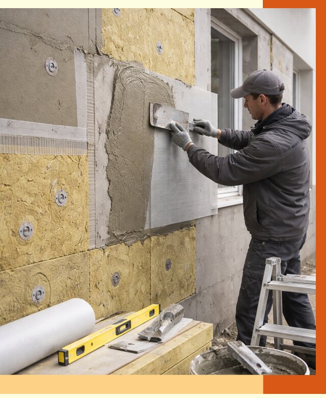 Утепление фасада под штукатурку в Чапаевске от 4290 руб/м2 — монтаж пенопластом и минватой | ТепломастерЧпв