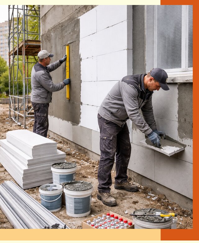 Утепление фасада и стен снаружи в Чапаевске от 4290 руб. | ТепломастерЧпв