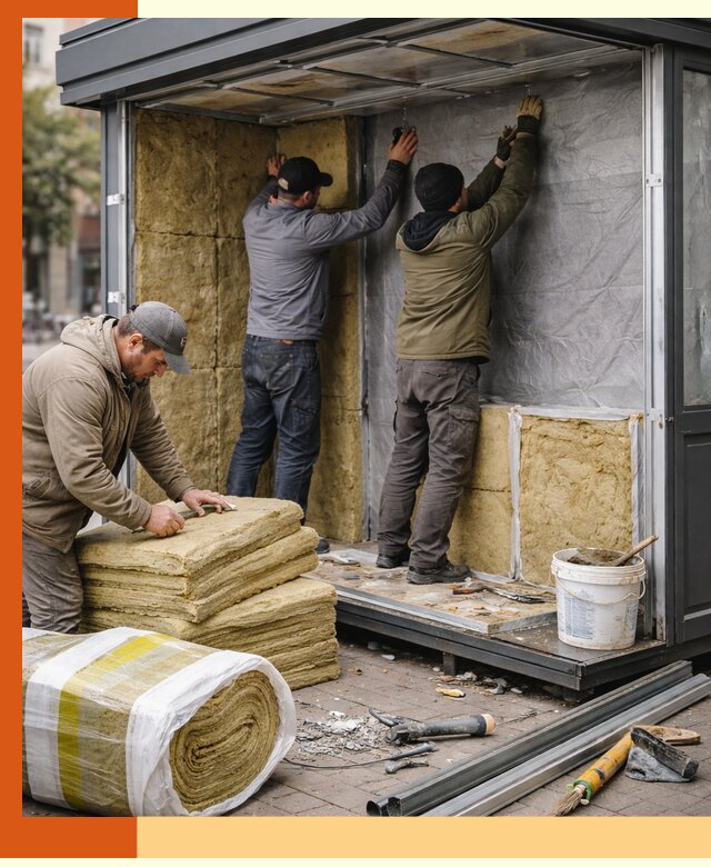 Утепление павильона шаурмы под ключ в Чапаевске