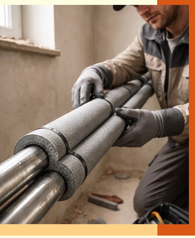 Утепление труб отопления в Чапаевске от 2911 руб. за м² — услуги под ключ | ТепломастерЧпв