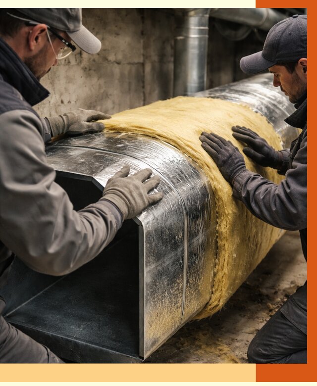 Утепление воздуховодов в Чапаевске от 4290 руб. — теплоизоляция вентиляции | ТепломастерЧпв