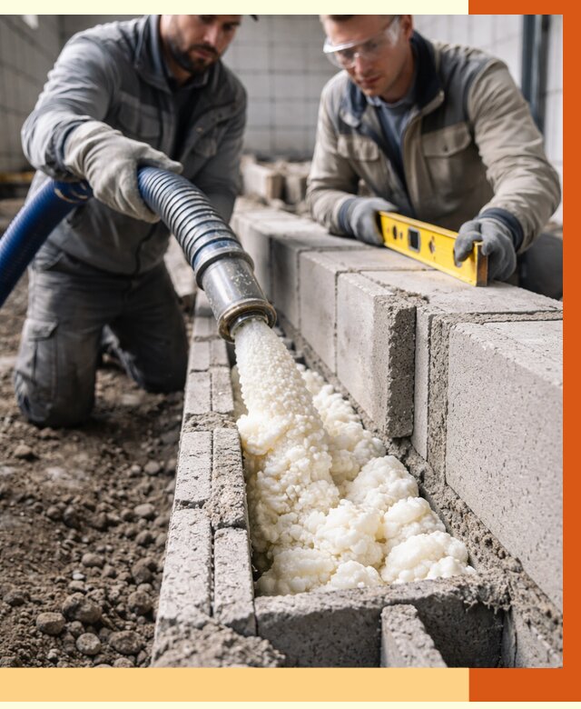 Заполнение колодцевой кладки ППУ в Чапаевске от 4290 руб. за м2 | ТепломастерЧпв