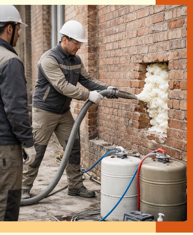 Заливка ППУ в пустоты кирпичной стены в Чапаевске от 2809 руб. | ТепломастерЧпв