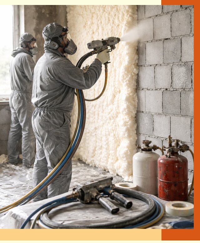 Утепление блочной стены ППУ в Чапаевске от 4341 руб./м² — ТепломастерЧпв