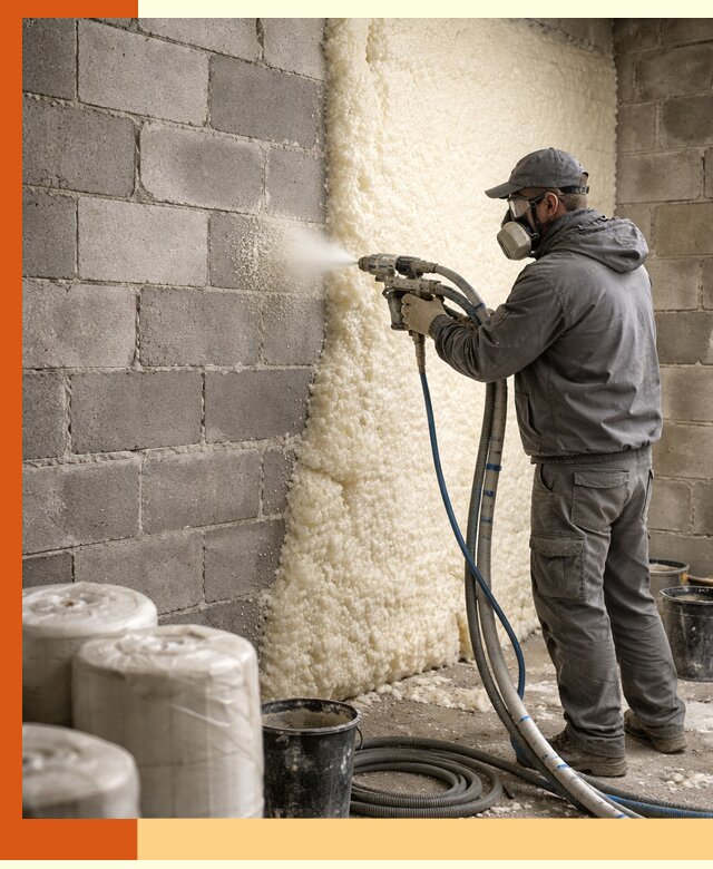 Утепление блочной стены ППУ в Чапаевске качественно и надёжно