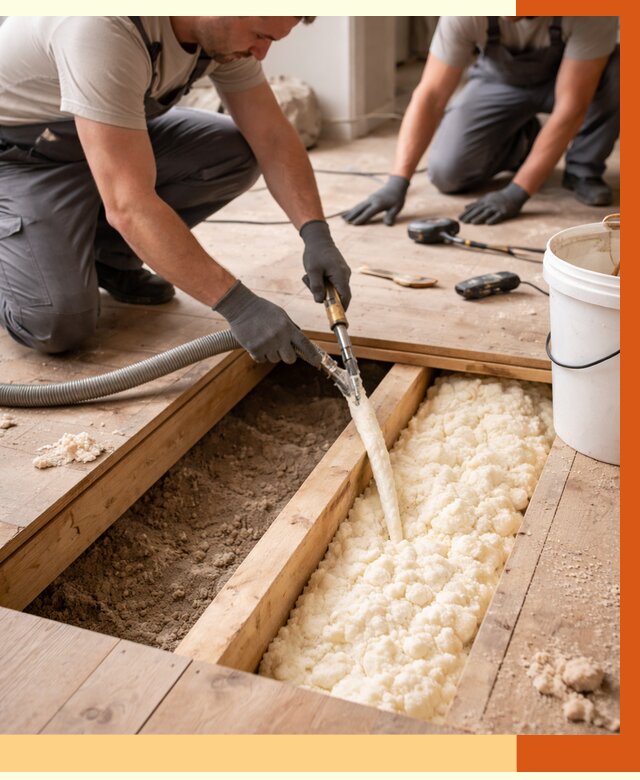 Заполнение пустот пола в Чапаевске от 2758 руб. — утепление пустот пола под ключ | ТепломастерЧпв