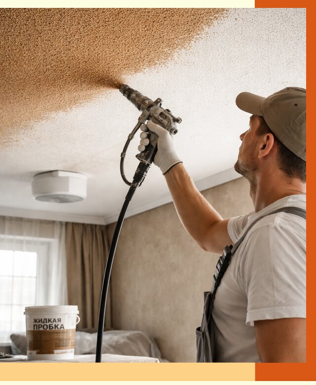 Утепление потолка жидкой пробкой в Чапаевске от 3575 руб. | ТепломастерЧпв