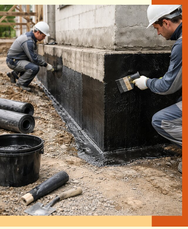 Гидроизоляция фундамента в Чапаевске от 1277 руб. — профессионально, под ключ | ТепломастерЧпв