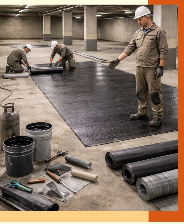 Гидроизоляция паркинга в Чапаевске от 1226 руб/м² — профессиональная защита | ТепломастерЧпв