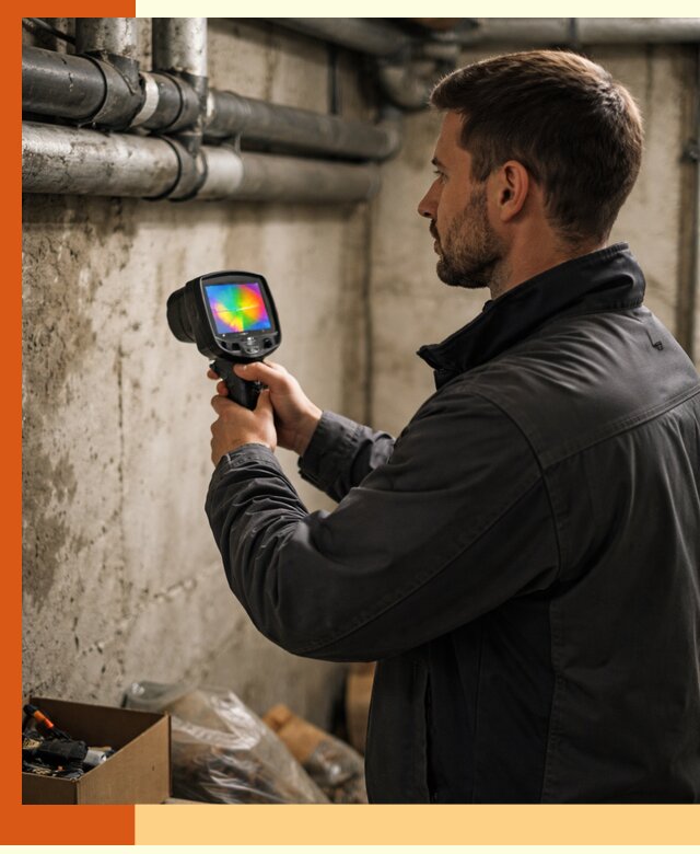 Тепловизионное обследование подвала в Чапаевске для поиска утечек тепла